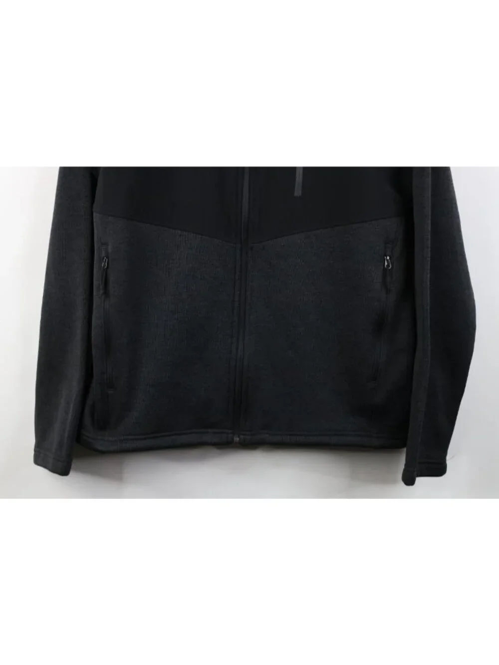 The North Face Mens Medium Spell Out Norris Full Zip Fleece Jacket Heather Black